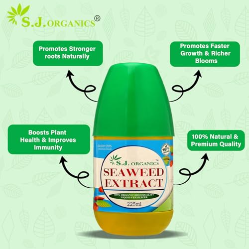 Image of SJ Organics Seaweed Extract 900ml Organic Liquid Fertilizer with Measuring Cap for Home Gardening | Seaweed Liquid Fertilizer for Plant | Sea Weed Fertilizer