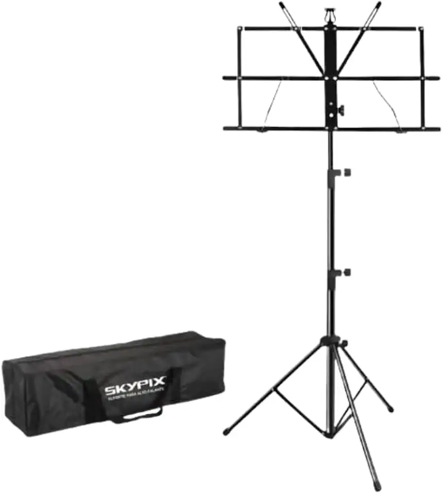 Estante Suporte de Partitura Musical Dobrável Ajustável em Altura Porta Partitura para Violão Guitarra Teclado Saxofone Flauta e Demais Instrumentos Com Bolsa