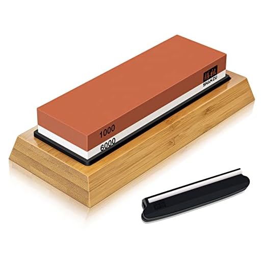 SHAN ZU Pietra Affilacoltelli, 1000/6000 Grana Giapponese Pietra per Affilare Coltelli, 2-in-1 Pietra Affilatura Professionale con Guida Angolare & Supporto in Silicone Antiscivolo