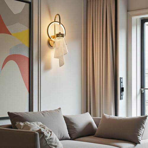 Image of Glowave Golden Modern Acrylic Light Spiral Design Wall Lamp Lighting Sconce for Living Room Bedroom Bedside - Tricolour (White, Warm White, Natural White) (B-42)