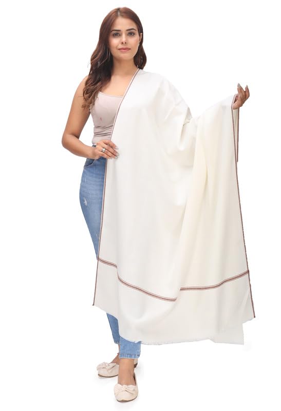 MANRA Women Ladies Kashmiri Wool Solid Plain Warm and Soft Shawl [SIZE:40X80 Inches] SHAWL PLAIN LINE 742-image-19