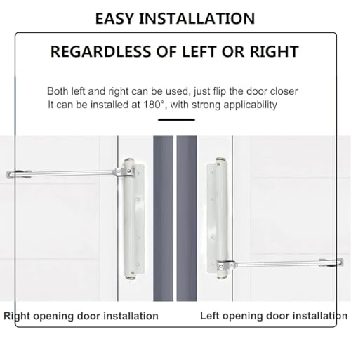 Miniatura 4 de Cierrapuertas Automático,Cierre Automático Ajustable,Cierra Puertas Automático De Acero Inoxidable Con Tornillos Y Llave De Allen,Türschließer,Stangentürschließer,Automatik Türfeder Blanco