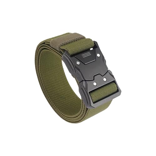 xolear Cinturon Tactico Hombre, Ajustable Cinturon Militar Hombre con Hebilla de Aleación de Liberación Rápida, Tactico Belt Nylon para el Ejército de Entrenamiento Deportes al Aire (Verde Militar)