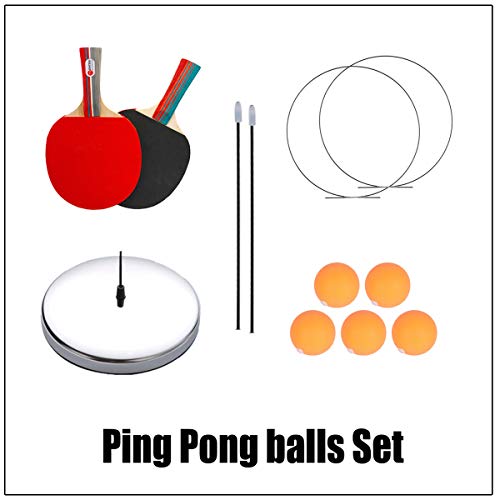 DOBESTS Ping Pong Balls Paddles Set Table Tennis Training Elastic Soft Shaft Equipment Trainer Practice Ball Bulk Children Adult (2 Table Tennis Paddle & 5 Ping-Pong Balls)