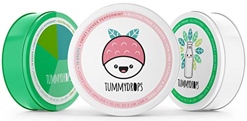 Tummydrops Variety Pack: The Peppermint Pack (1 tin each Fresh Crushed Peppermint, Sweet Lychee Peppermint, & Tasty Peppermint Cream-Total of 54 Drops)