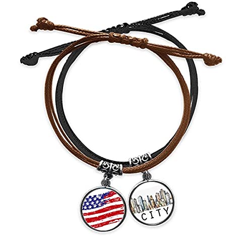 Bracelet corde Stars and Stripes en cuir tresse usa style sidi pour homme