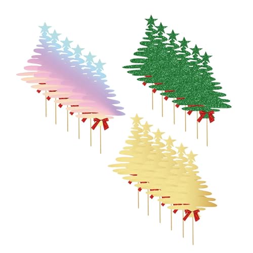 JAZZY PEARLS® 18x Christmas Cupcake Toppers Glitter Cake Toppers for Xmas Party Graduation