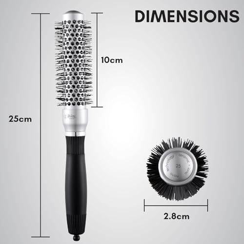 Image of Beaute Secrets Professional Round Brush for Blow Drying Ceramic Ion Thermal Barrel Brush for Precise Styling and Maximum Volume - Lightweight Round Hair Brush for Manageable Hair 25MM