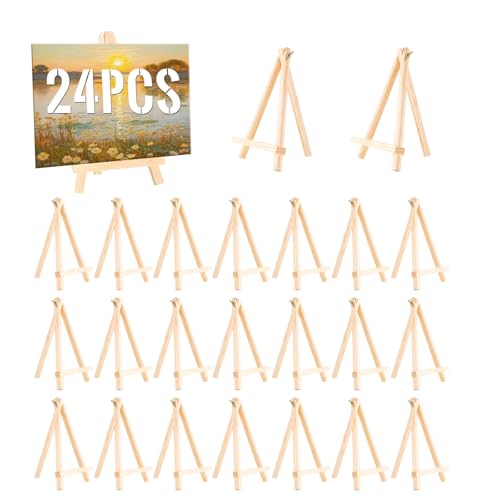 24 Pack 9 Inch Wooden Display Stand, Wooden Tripod Holder