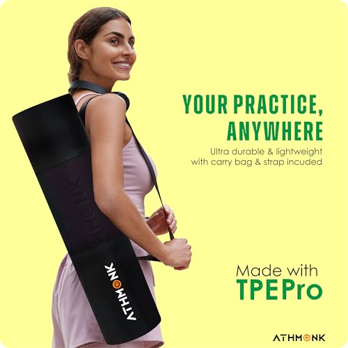 Image of Dual Colour TPE Pro Yoga Mat for Woman and Man with Alignment Guide Lines | Home Gym Equipment Exercise Mats for Workout | 6mm Thick Anti Slip Mat for Kids | Big Size with Cover Bag, Pink
