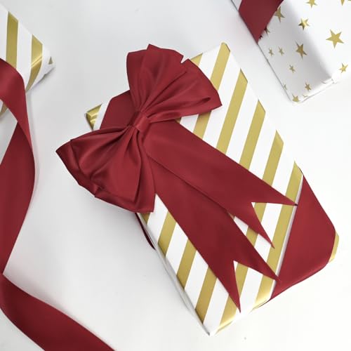 Image of Double Face Sherry Satin Ribbon 1-1 /2 inch X 50 Yards Polyester Sherry Ribbon for Gift Wrapping Very Suitable for Weddings Party Hair Bow Invitation Decorations and More