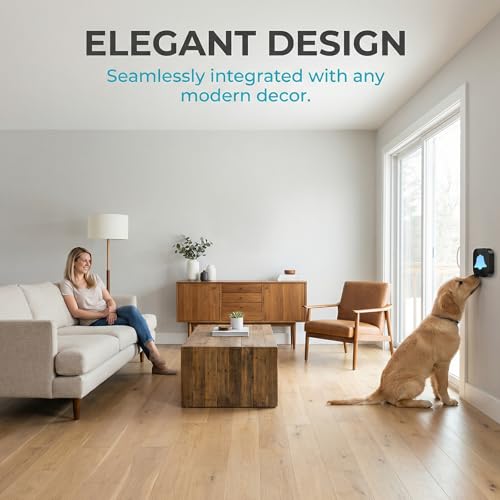 PORFOYO Dog Doorbell, Wireless Ring Bell to Go Outside, Hundeklingel, Hund Türklingel mit 38 Klingeltöne und 4 Volume Levels, 400 m² Range Für Outdoor, Haustür, Haus (Schwarz, 1 Empfänger, 1 Sender)