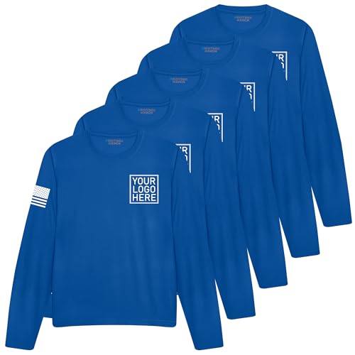 5 Pack Custom Dry Fit Long Sleeve Shirts for Men, Add Your Custom Logo, Moisture Wicking Sun Protection UV Workwear Black4