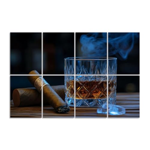 8 Pack Paneles Acústicos Decorativos Absorbentes de Sonido con Diseño de Whisky y Hielo 48"x32" miniatura 1