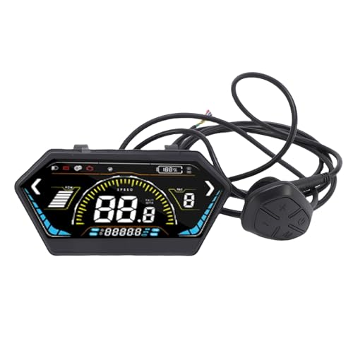 Asixxsix エレクトリックバイクLCDディスプレイメーター、24V 36V 48V 52V 60V EバイクディスプレイメーターコントロールパネルスクリーンサイクリングコンピューターNo.2プロトコルコントローラー用SMコネクタ