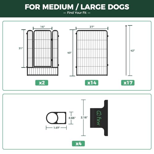 Image of FXW Rollick Dog Playpen with Fence-to-Wall Anchors, 40 inch H, 8 Panels