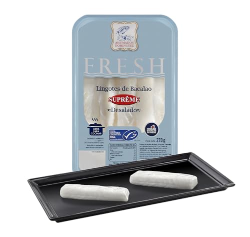 Ahumados Domínguez Lingotes de Bacalao Supreme Desalado de Islandia, Refrigerado, sin Piel, sin Espinas, Listo para Cocinar, 270g