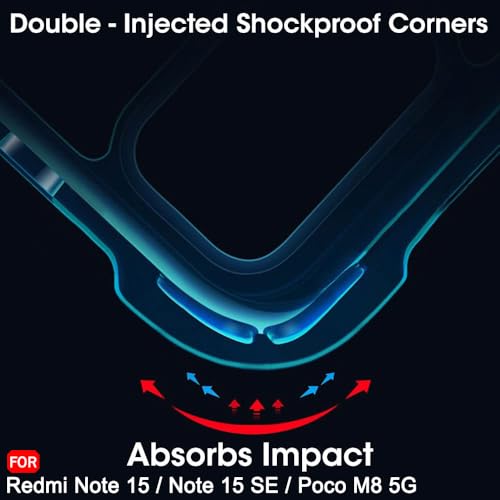 Image of TheGiftKart Crystal Clear Back Cover Case for Redmi Note 15 / Note 15 SE /Poco M8 5G | 360 Degree Protection | Shock Proof Design | Transparent Back Cover Case (PC & TPU, Transparent Bumper)