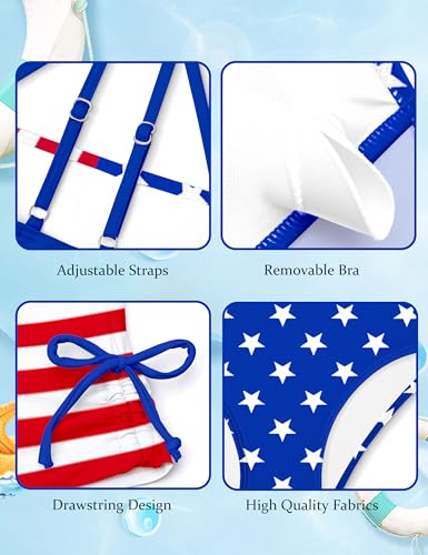 Image of Girls Tankini Swimsuits Two Piece Bathing Suit Drawstring Swimwear Set for Girls 7-18 Years