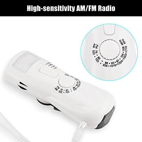 Mini draagbare radio voor noodgevallen met zaklamp, kompas en handslinger. Handslinger Dynamo voeding AM/FM-radio voor kamperen, reizen, wandelen enz. - Image 5