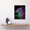Artery8 Ethereal Dragon Purple Green Fantasy Art Living Room Art Print Framed Poster Wall Decor 12x16 inch #3
