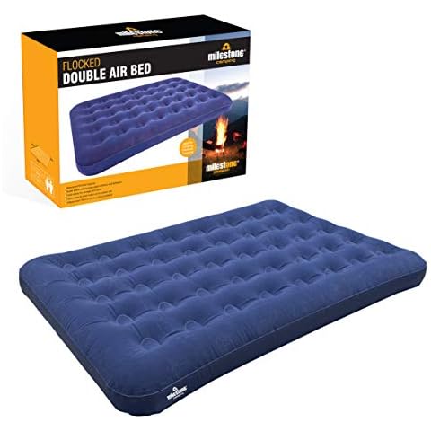 Milestone Camping 88010 Flocked Double Airbed / Easy Inflate & Deflate / Weatherproof / Great For Camping, Festivals, Sleepovers & Family Gatherings Cover