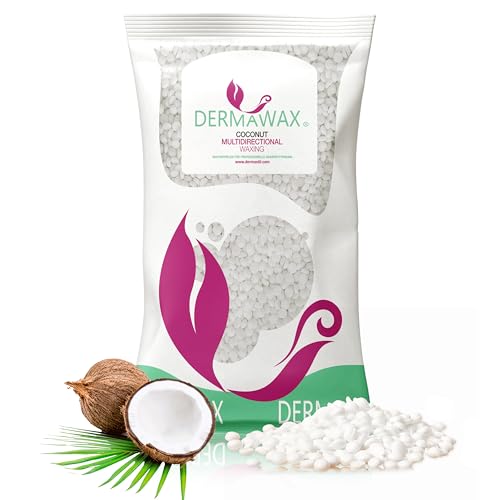 Perles de cire chaude épilation sans bande pelable multidirectionnelle femme homme- Dermawax Noix de Coco professionnelle visage maillot intégral aisselles...