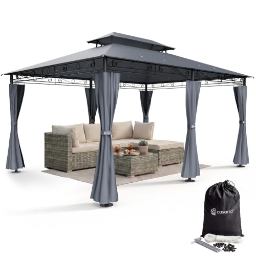 CASARIA Cenador Jardín 3x4m Metal UV50+ Repelente Agua Laterales Antracita