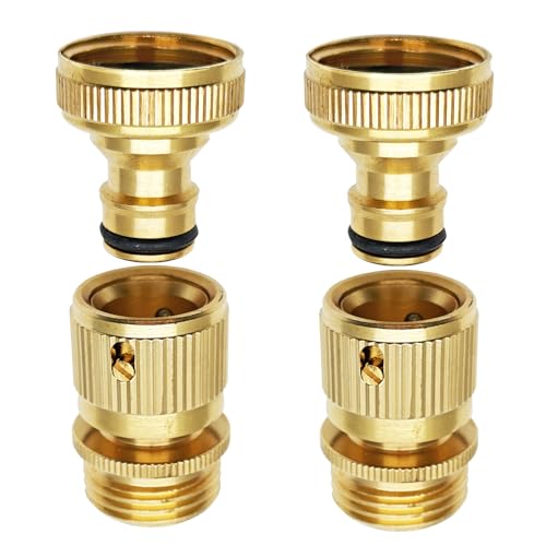 Kabter Garden Hose Quick Connect Solid Brass Connector 3/4 inch GHT Water Hose Fittings