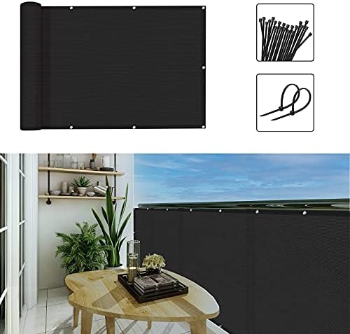 GardenLux 3'x20'Balcony Privacy Screen Cover Fence Cover UV Protection Weatherproof Windscreen Heavy Duty for Patio, Backyard,Black — view 6