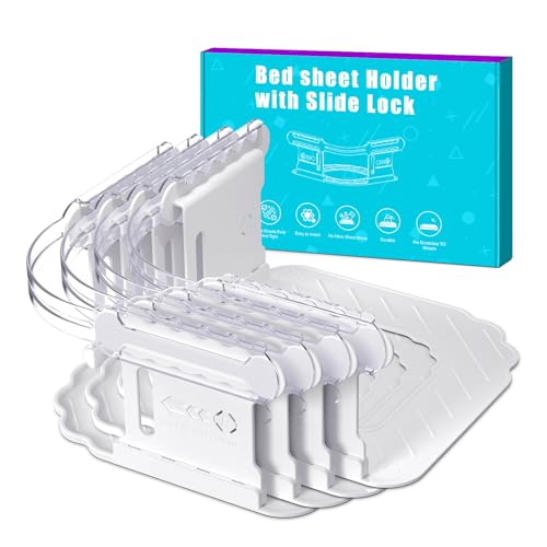 Bed Sheet Holders for Corners Fitted Sheet Holder Keep Sheets Firm - Tight 4Pcs Sheet Grippers Fits Any Size Mattress Sheet Clips Sheet Lock Prevent Slipping and Wrinkles Easy Installation