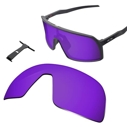 Image of 100% Precise-Fit Replacement Sunglass Lenses & Black Wicket for Oakley Sutro OO9406 - Polarized Deep Purple Mirror