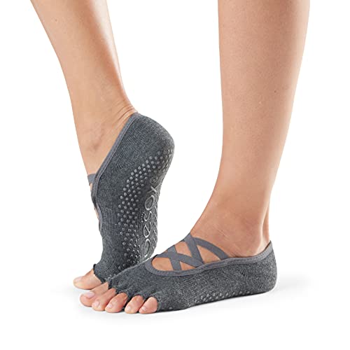 Image of toesox Elle Half Toe Grip Socks - Non-Slip Grip Sole for Yoga, Pilates, Gym - Non Skid Open Toe Socks for Women