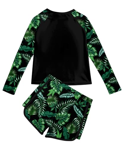 Image of Vogseek Girls Rash Guard Swimsuits 2 Piece Bathing Suit UPF 50+ Summer Swimwear Size 7-12T