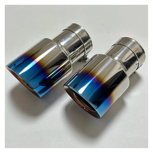 Tuyau d'échappement universel en acier inoxydable bleu embout droit pour voiture 54mm-101mm