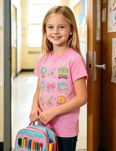 Image of Girls' School Days Short Sleeve Shirts Graphic T-Shirts Size 5-8