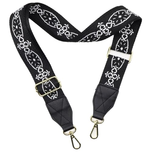 Image of Purse Strap,1.5 inch Leather End Shoulder Strap Adjustable Replacement,Retro Multi-Pattern Crossbody Bag Straps