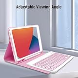 Case with Keyboard for iPad 9 Generation 10.2 inch, (UK Layout) Keyboard Case for iPad 9th Generation 2021 / 8th Gen 2020 / 7th Gen 2019 with Pencil Holder，Keyboard for iPad 9th Generation 10.2, Pink - Image 6