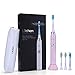 Produktbild Lächen Sonic Whitening Elektrische Zahnbürste Schallzahnbürste mit 4 Aufsteckbürsten und Timer, 5 Modi USB Aufladung 60 Tage Akkulaufzeit, IPX7 wasserdicht, mit Reisetasche, Pink