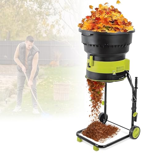 Trituradora eléctrica de hojas con ruedas, diseño sin cuchillas para una preparación eficiente del compost, gran apertura de alimentación para ramas y escombros