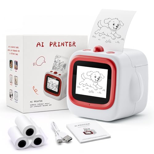 Image of AI Sticker Printer for Kids, Voice Activated Mini Printer with Preview Screen & AI Voice Response, Portable Thermal Sticker Maker with 6 Art Styles & App, Sticker Printer Box Gift for Girls Boys