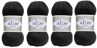 4 Balls Hand Knitting Yarn 100% Microfiber Acrylic Yarn Alize Diva Silk Effect Thread Crochet Art Lace Craft Lot of 4 skeins 400gr 1532yds (60)