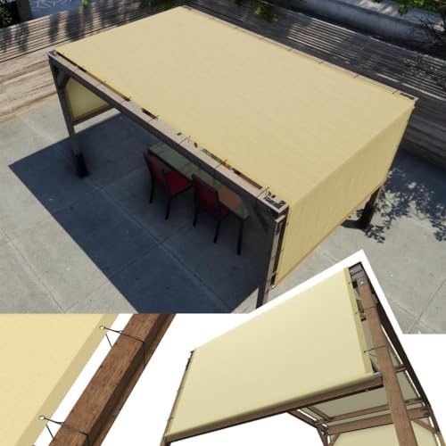 Amgo Toldo de repuesto para pérgola beige de 10 pies de ancho x 21 pies de largo, tela de grado comercial de 260 GSM para patio al aire libre, incluye varillas pesadas de acero inoxidable (hacemos