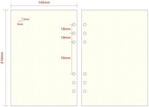 A5 6-Ring Binder/Planner Refill Paper for Filofax, 6 Hole, 100 Sheets/200 Pages, Dot Grid - Thumbnail 3