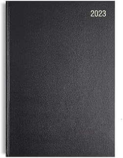 A4 two pages per day 2023 hardback desk diary black restaurant planner