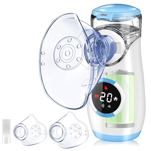 Wholede Aerosol Portatile Silenzioso Digitaler - Ricaricabile Macchina Aerosol per Adulti e Bambini, Nebulizzatore Portatile con 2 Maschere e Boccaglio per Uso Domestico e in Viaggio