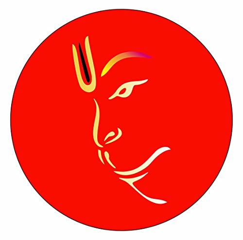 Image of CVANU Hanuman Red Peaceful Stylish Look Sticker for Scooty, Bike- All Two Wheeler Vehicle Vinyl Decal Size (11cm X 11cm) Multicolor)
