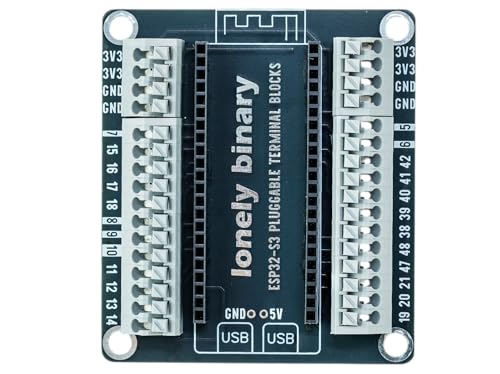 Image of Lonely Binary ESP32-S3 N16R8 Screwless Terminal Board for Arduino IDE | 16MB Flash, 8MB PSRAM, dual-core 240MHz; WiFi + BT 5.0 LE; dual USB-C (5V), VIN 5-12V; tool-free screwless terminals;