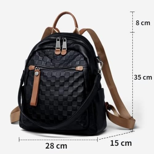 Image of Genuine Leather Backpack Purse For Women | Fashion Convertible Ladies Shoulder Bag Black