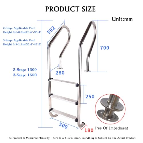 Escalera para piscina acero inoxidable 3 peldaños miniatura 2